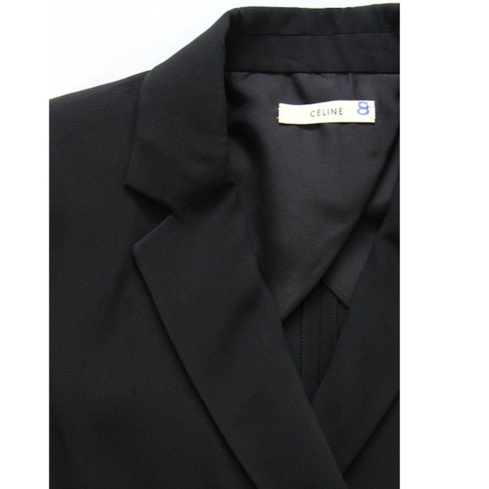 Celine Double Breasted High Slit Crepe Blazer Jacket 40 Pheobe Philo - Picture 9 of 10